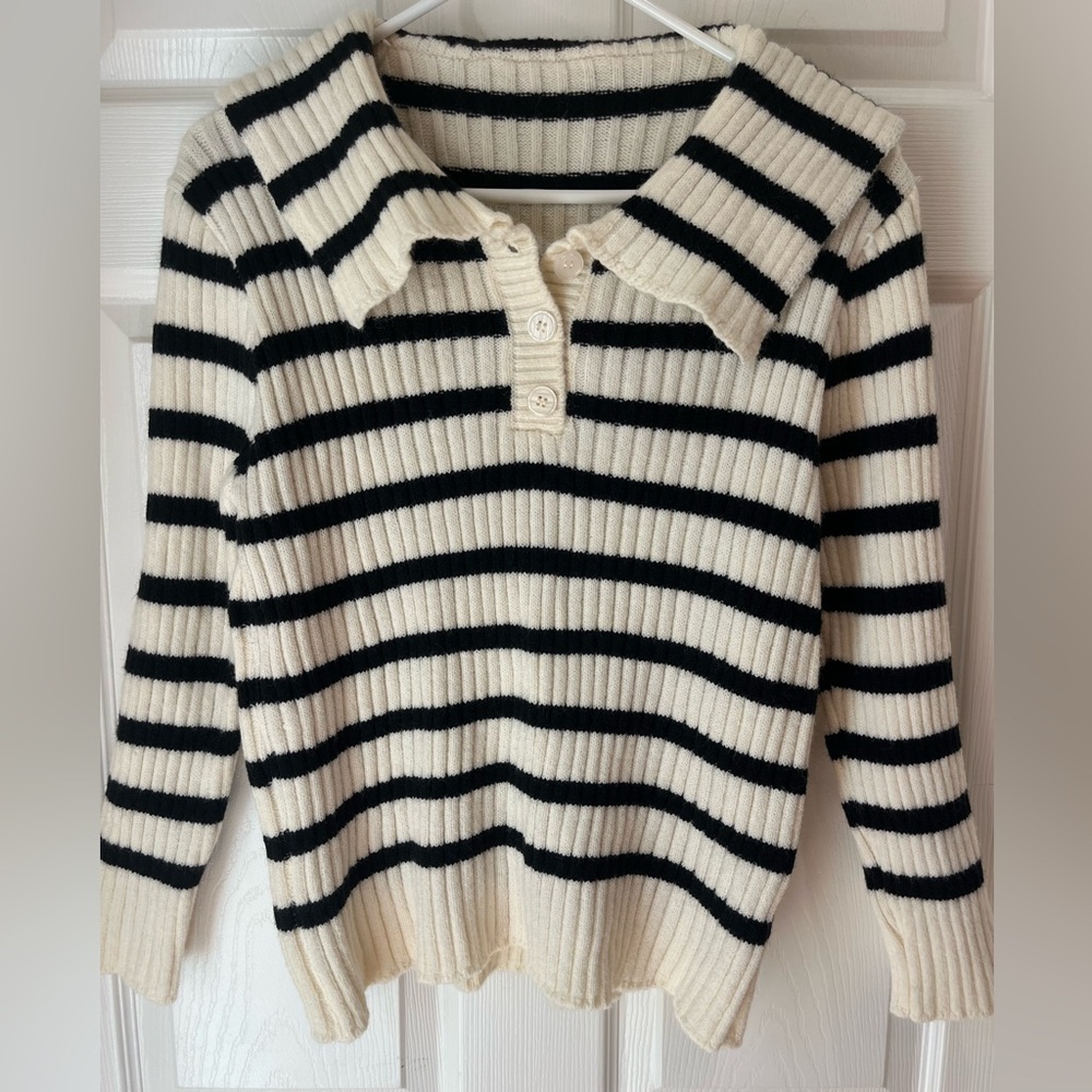 J.ing Black and White Striped Sweater